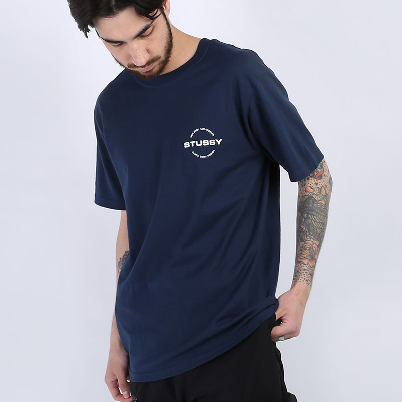 мужская синяя футболка Stussy City Circle Tee 1904501-navy - цена, описание, фото 1